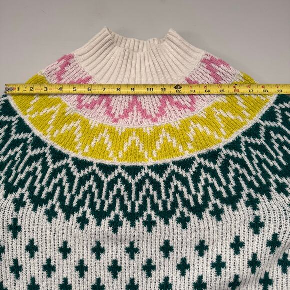Old Navy Mock Neck Fair Isle Knit Oversized Nordic Sweater Barbiecore Women M - Picture 7 of 9